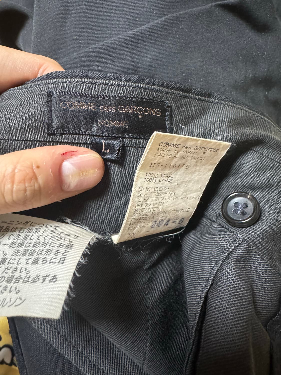 Comme des garcons homme 투턱 슬랙스 L size 상품이미지3