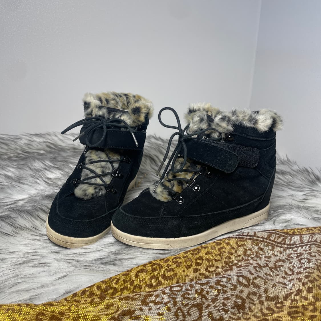 빈티지 호피 퍼 웨지힐 스니커즈 상품이미지2