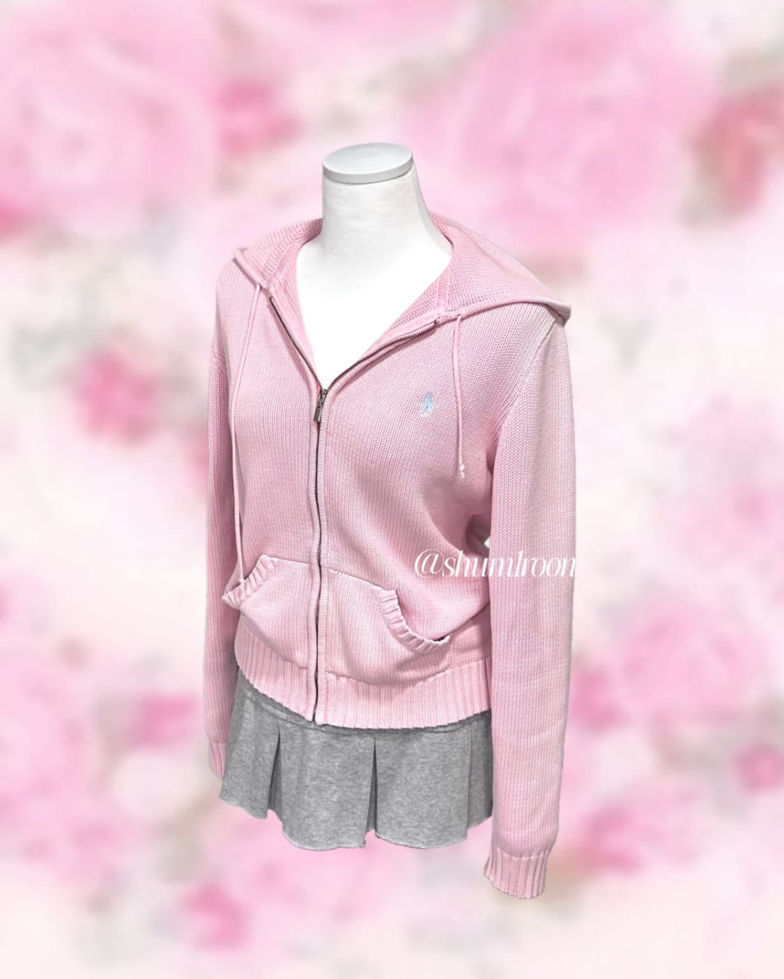 폴로 정품 연핑크 니트 후드집업 상품이미지2