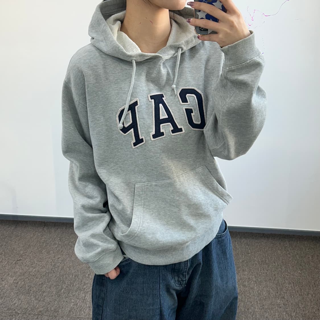 GAP 갭 네이비로고 그레이 후드티  상품이미지2