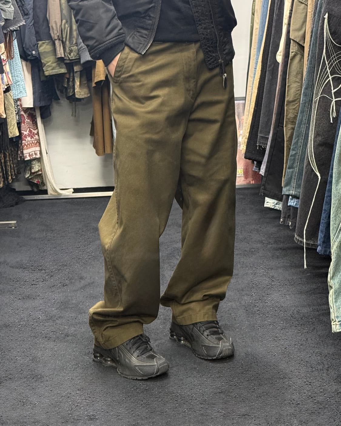 유니클로U 르메르 카키 저지 배럴 치노 와이드 팬츠 바지 32 82 카키 상품이미지1