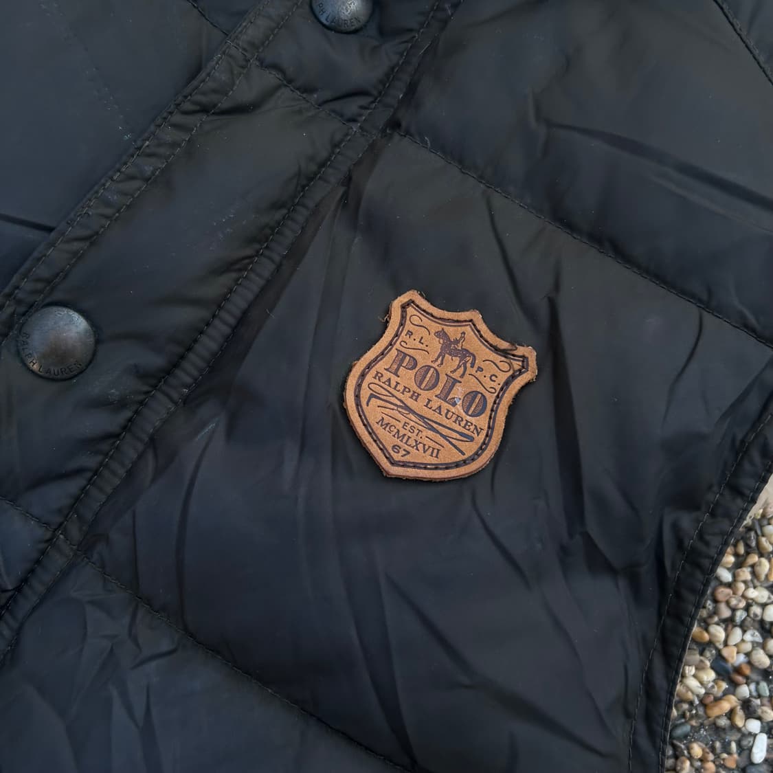 폴로 랄프로렌 덕다운 가죽패치 로고 조끼 패딩 상품이미지4