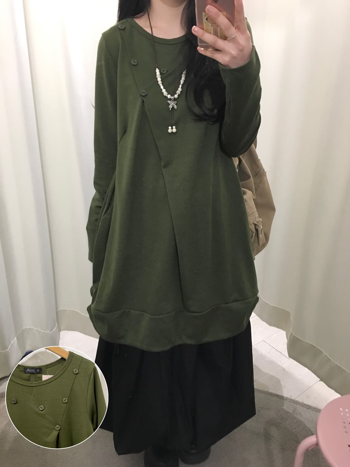 Vintage Olive Asymmetrical OPS 상품이미지1