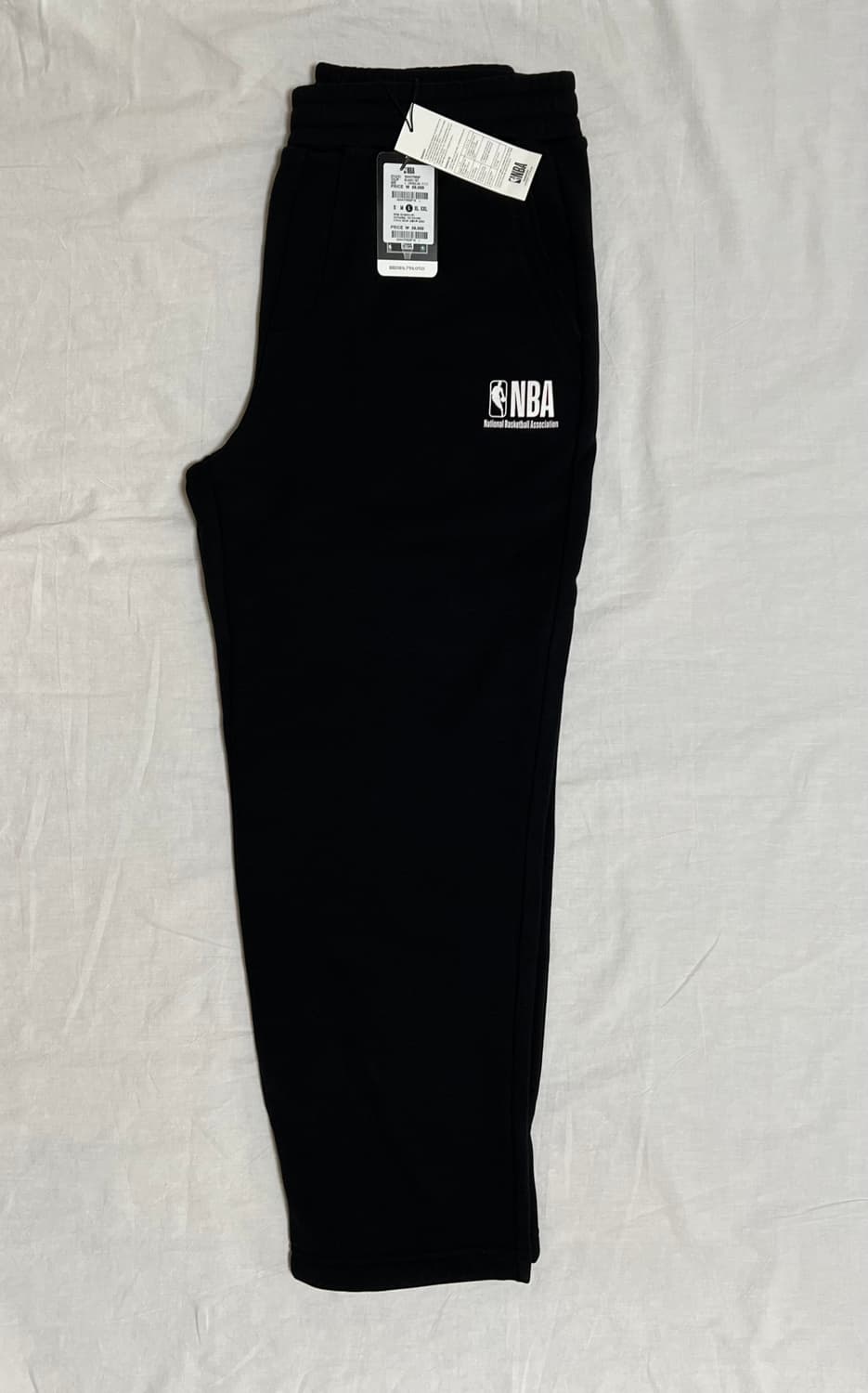 [새상품] L) NBA 엔비에이 융기모 스트레이트 츄리닝 바지 블랙 상품이미지3