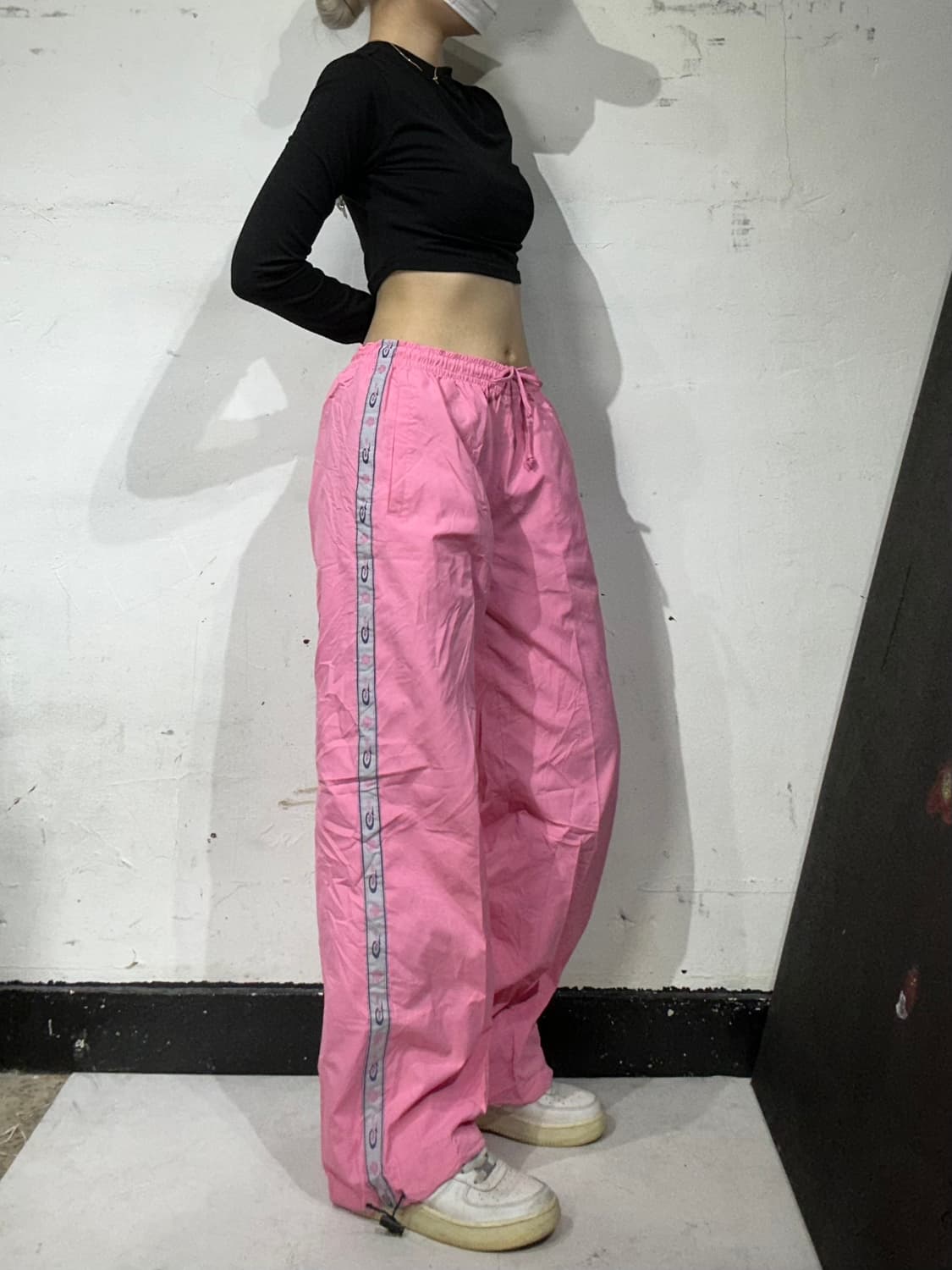 90s 피코 딸기우유 핑크 와이드 트랙 팬츠 힙합 추리닝 바지 M 상품이미지1