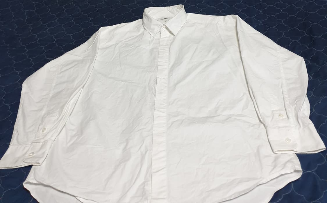 웨이드 오버핏 페이퍼 긴팔셔츠 화이트 (M) 상품이미지1