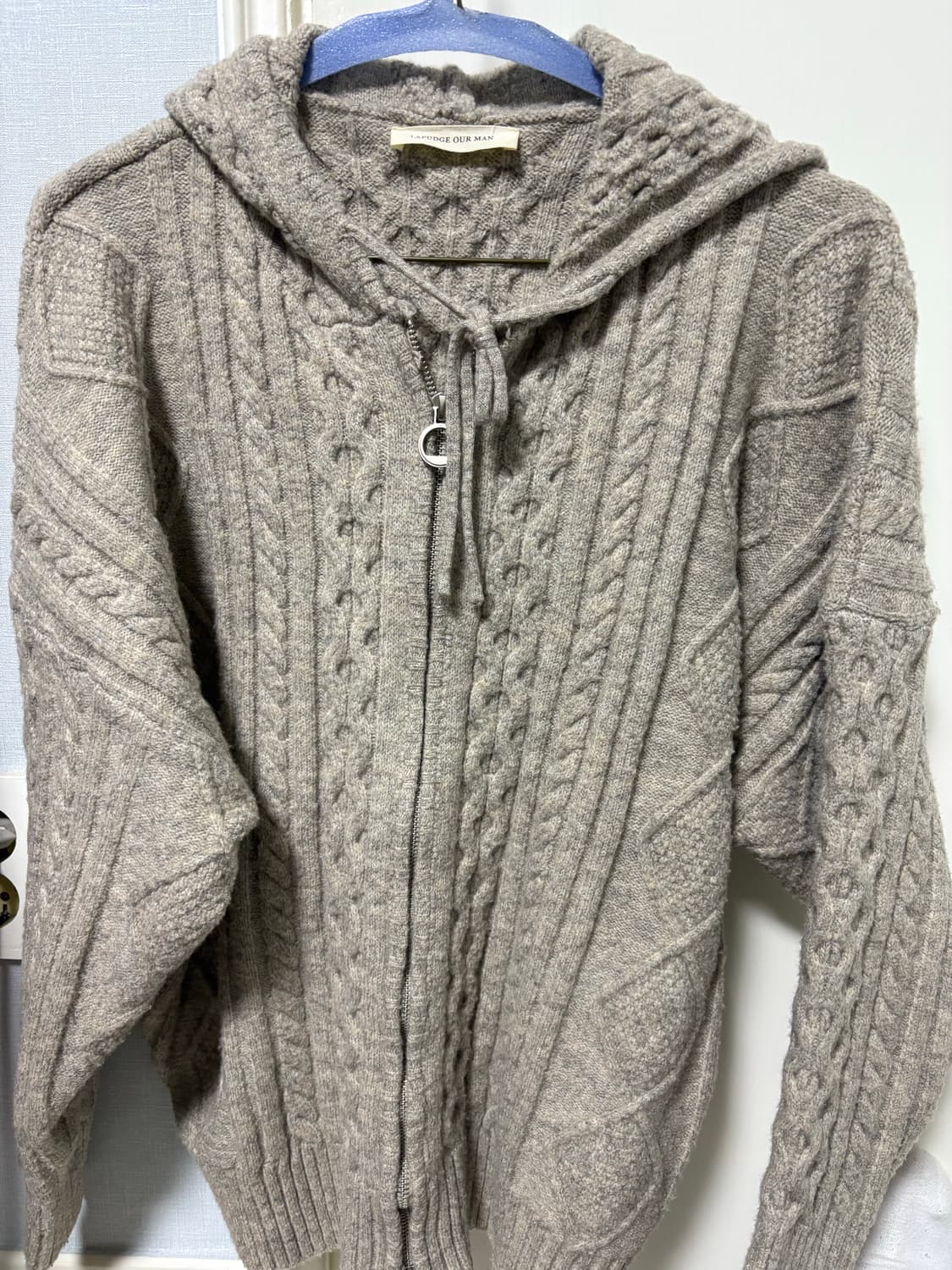 라퍼지스토어 케이블 후드 니트 집업 오트밀색상 M 상품이미지1