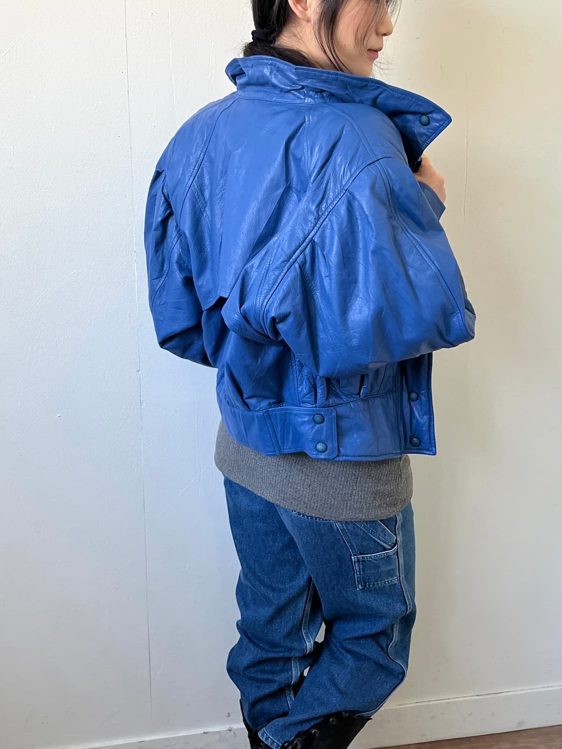 80‘s Giandor 실루엣 레더 자켓 상품이미지7