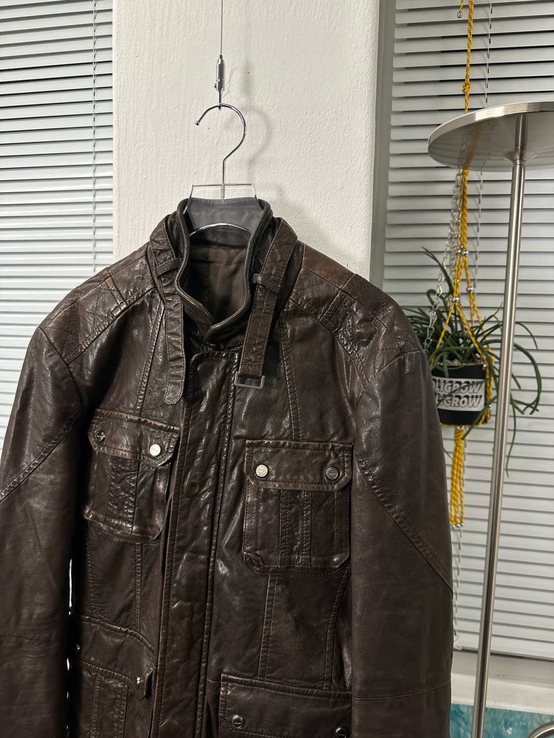 킨록 쉽스킨 포켓 버클 가죽 자켓 상품이미지2