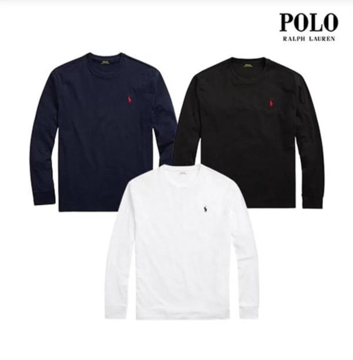 (정품/새상품) 폴로 롱슬리브 화이트 블랙 네이비 상품이미지3
