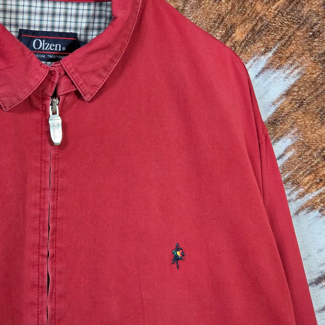 빈티지 체크안감 래드 코튼 블루종 자켓 상품이미지2