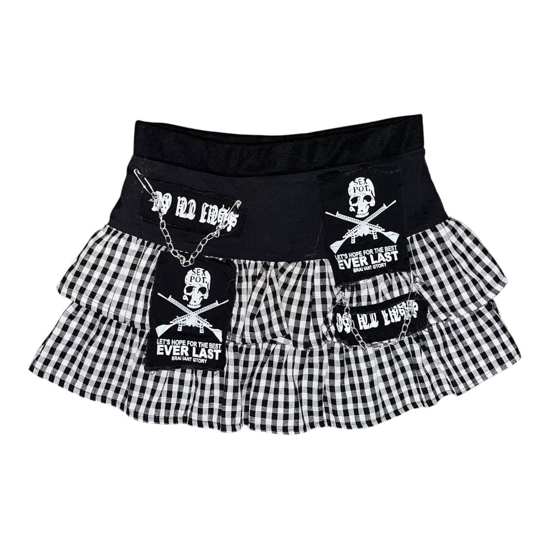 펑크 패치 체크 밴딩 스커트 펑크y2k갸루 상품이미지1