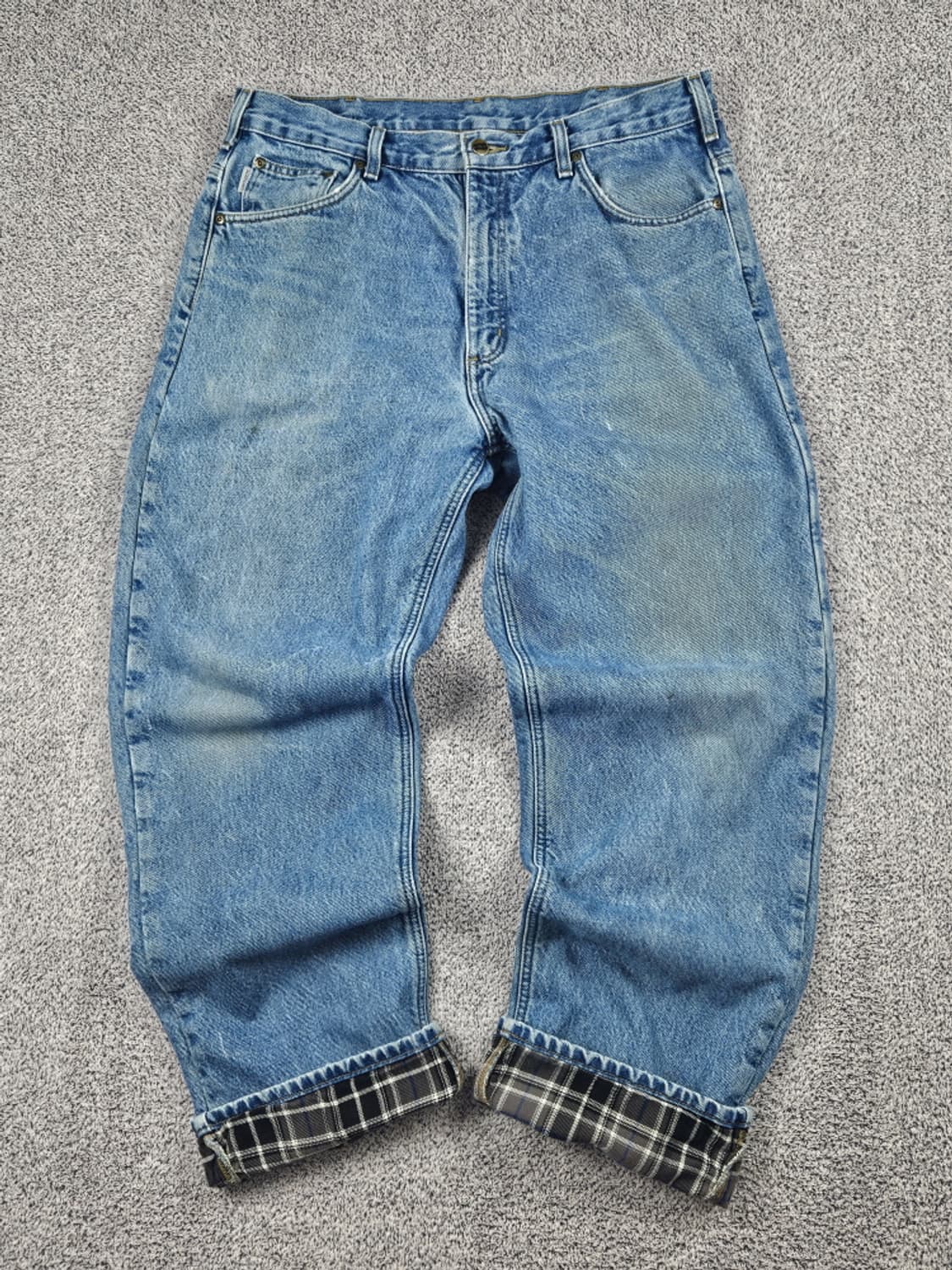 칼하트 헤비 플란넬 체크 데님 워크 팬츠 (36 X 32) / 10049 상품이미지1