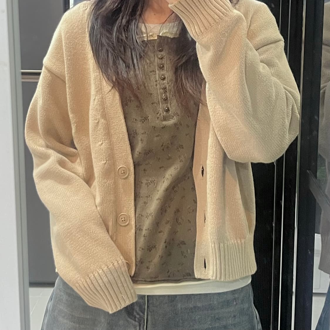 빈티지 유니클로 베이지 가디건 상품이미지1