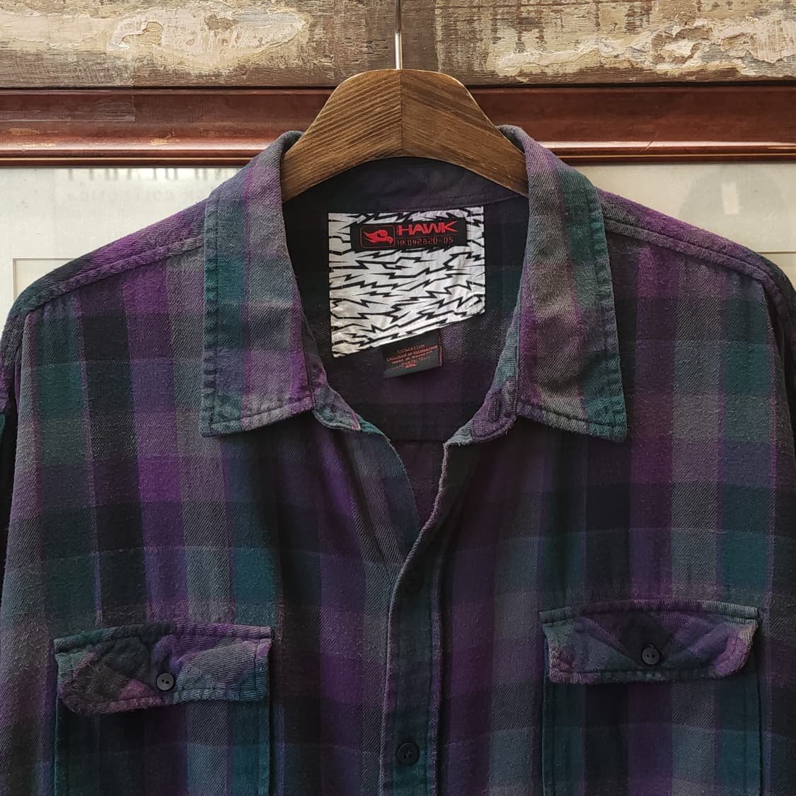 90s 아메리칸 빈티지 체크셔츠 플란넬 셔츠 퍼플 xxl 상품이미지4