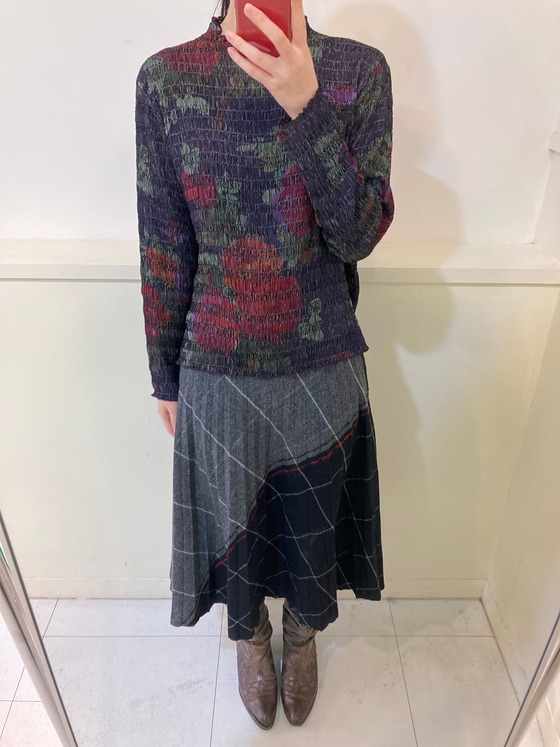 빈티지 에스닉 플라워 긴팔 블라우스 상품이미지8