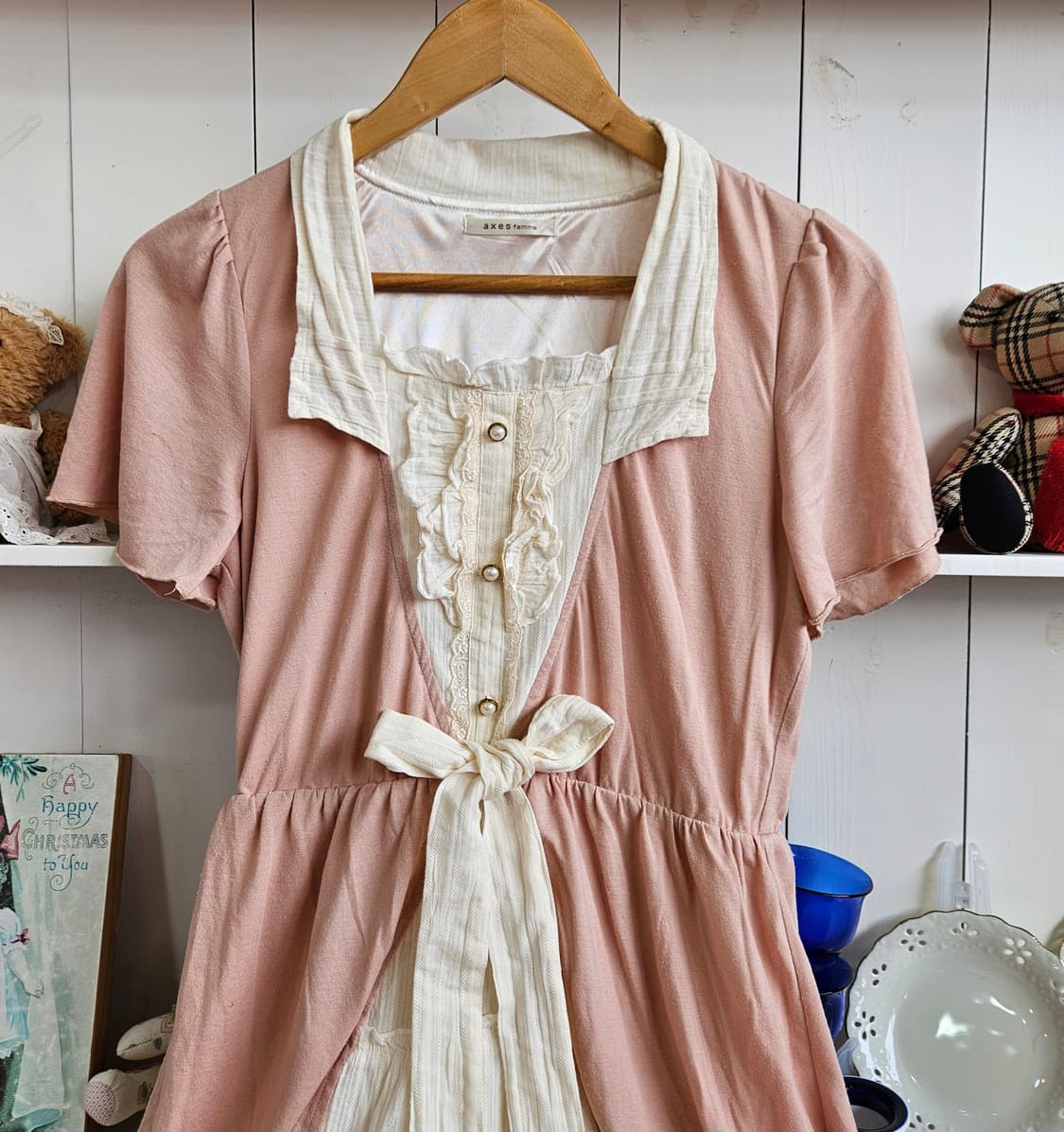 0327(Axes Femme) 레이어드 배색 원피스 상품이미지3