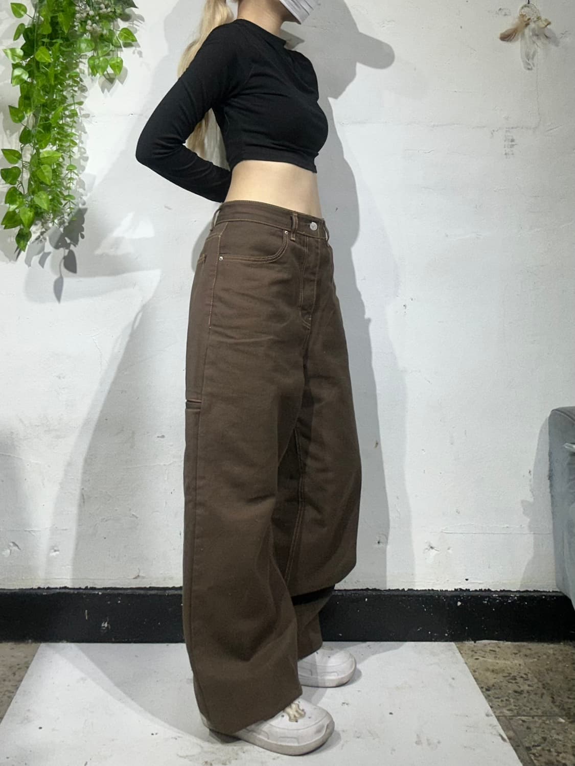 일본 빈티지 Answer 브라운 와이드 데님 팬츠 청바지 M 상품이미지1