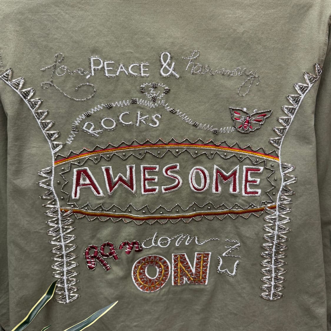 JPN VINTAGE 밀리터리 셔츠 자켓 후면 자수 포인트 카키 상품이미지5