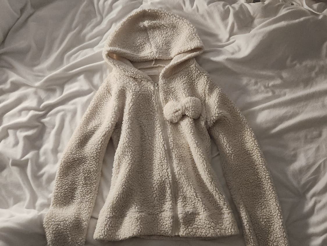 리즈리사 아이보리 리본 후드집업 히메갸루라떼갸루젤라또피케디어리너닿폼폼 상품이미지1