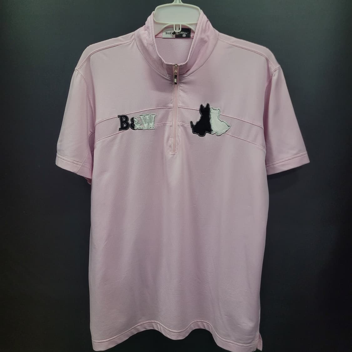 BLACK AND WHITE 블랙앤 화이트 자수로고 반집업 골프 셔츠 상품이미지7