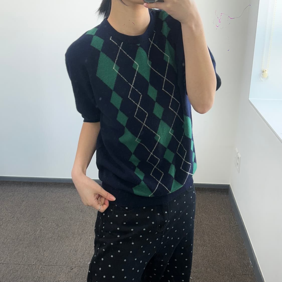 Burberry 버버리 아가일 네이비 반팔 니트 상품이미지2