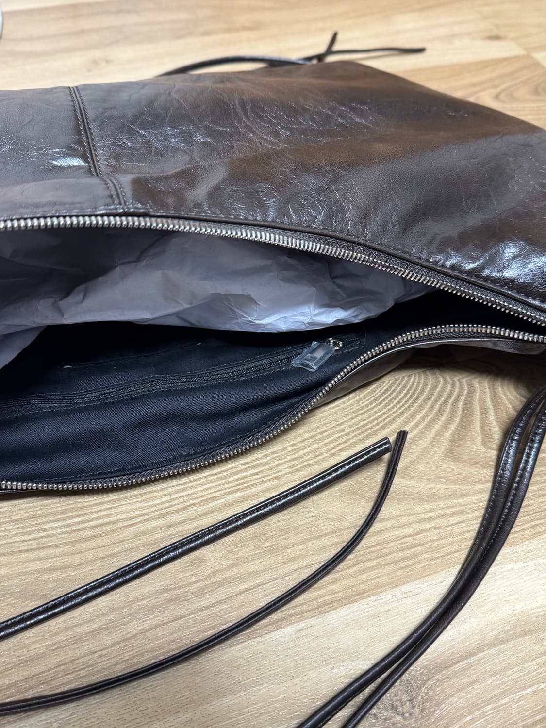 트리밍버드 호보백 브라운 Zipper Finishing Leather 상품이미지8