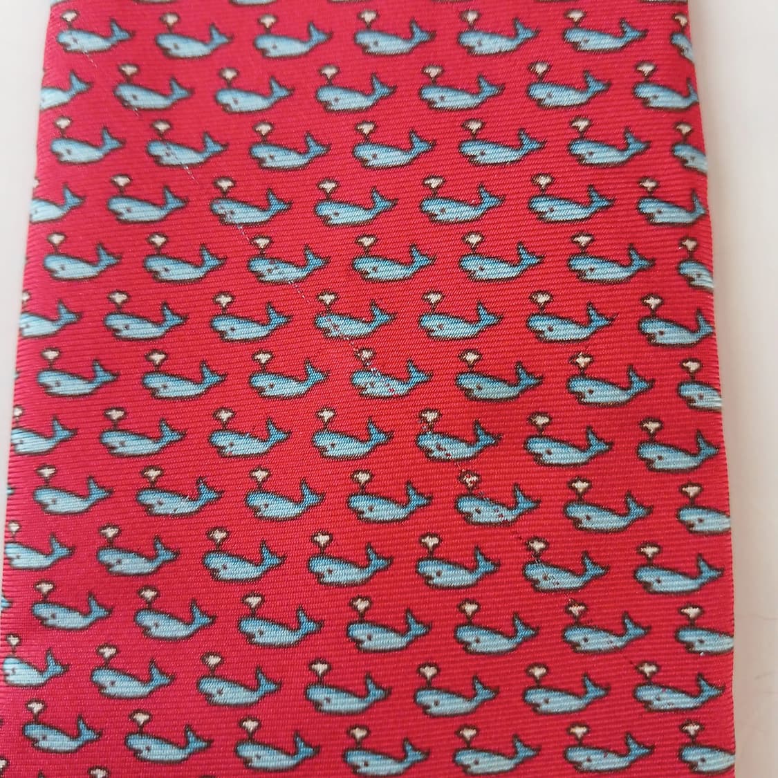 닥스 실크 레드 고래 패턴 넥타이 8.4cm A등급 A19239
 상품이미지7