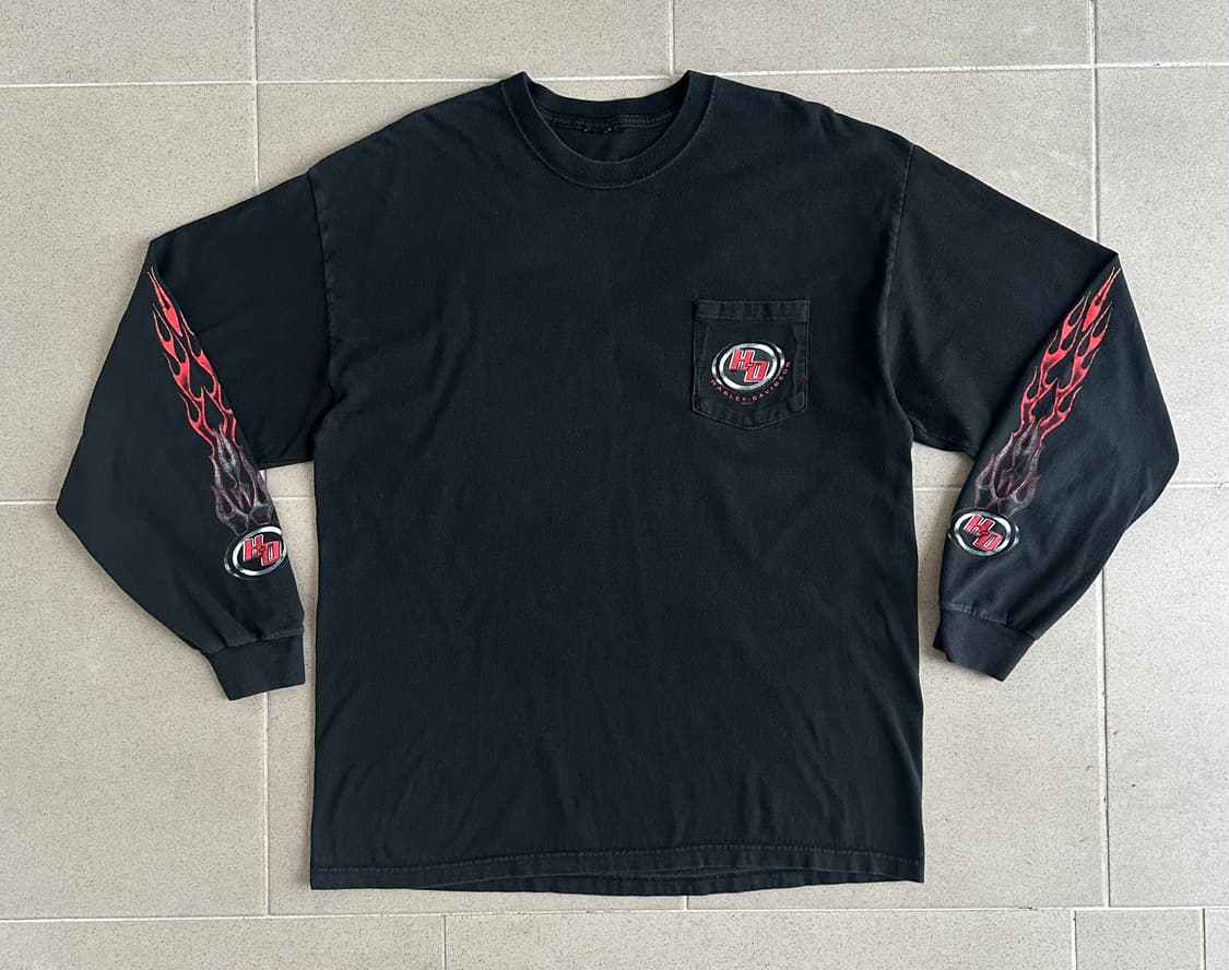 00s 빈티지 할리데이비슨 플레임 롱슬리브 티셔츠 상품이미지2