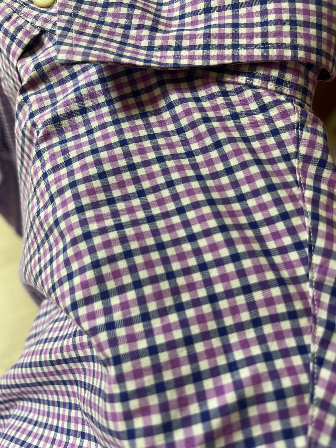 폴로 퍼플 깅엄 코튼 포니그린 셔츠 상품이미지3