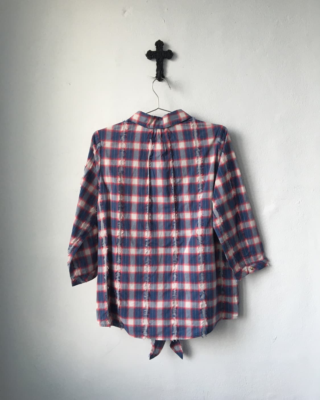 Tied point check pattern top 상품이미지3