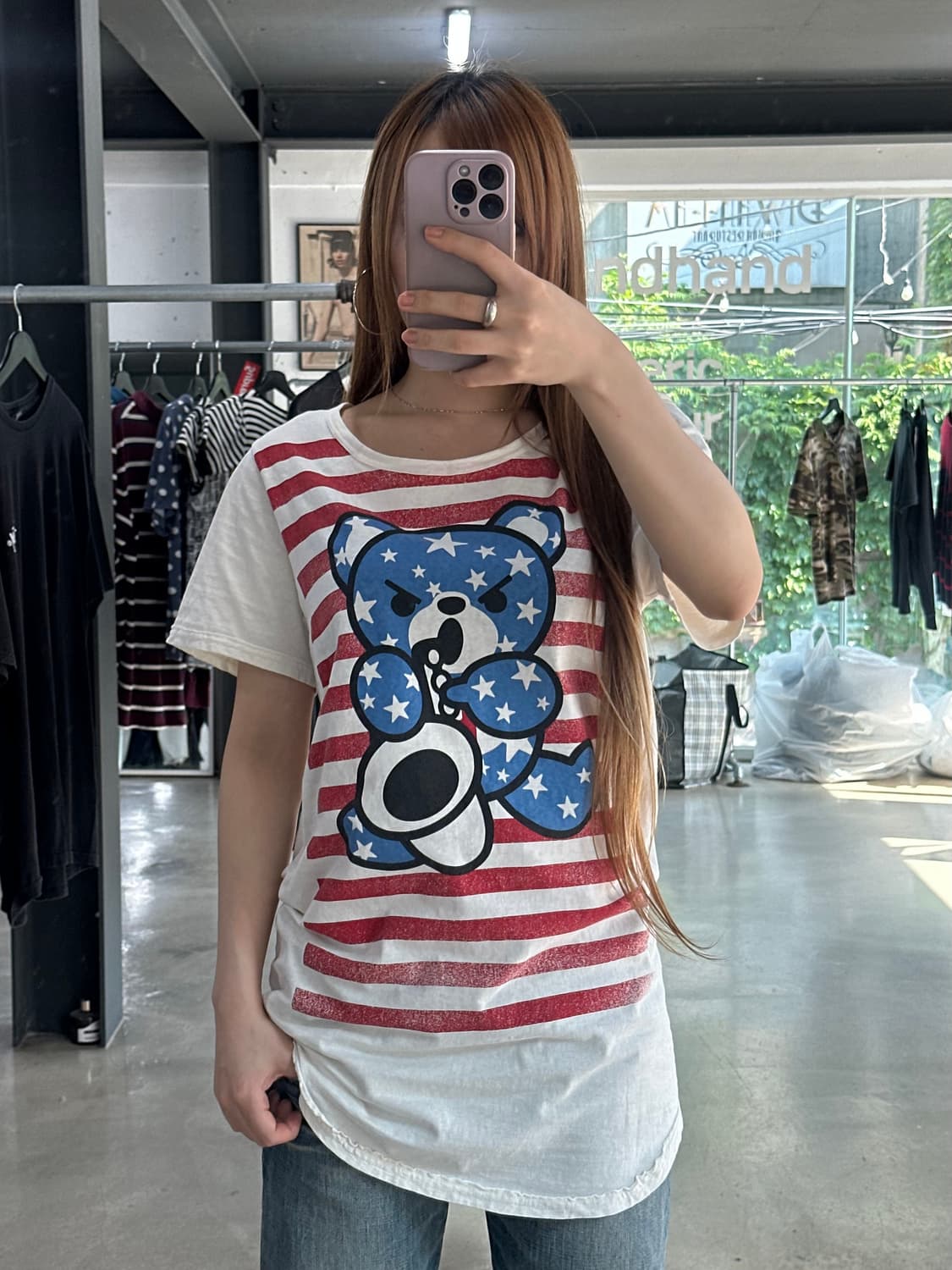 히스테릭글래머 아카이브 퍽베어 스타 성조기 반팔티 원피스 상품이미지5