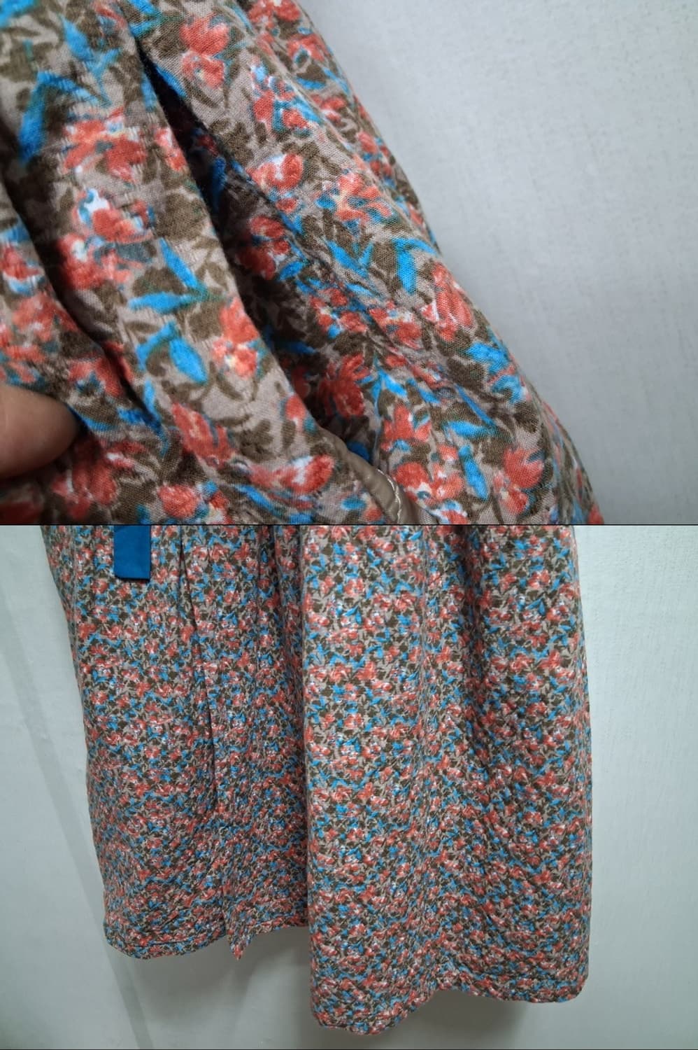 개량한복형 맞춤제작 꽃무늬 퀼팅 누빔 롱원피스 랩디지인 새거컨디션77 상품이미지7