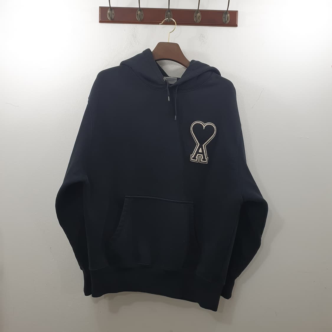 추XL-2XL 아미 남성 블랙 빅로고 면 데일리 후드티셔츠 상품이미지1