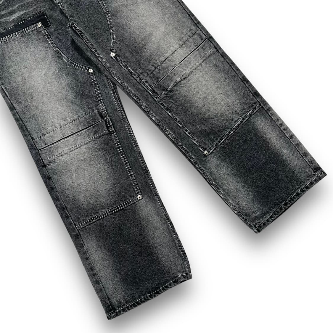 AECA 더블니 워시드 흑청 카펜터 데님팬츠 상품이미지5