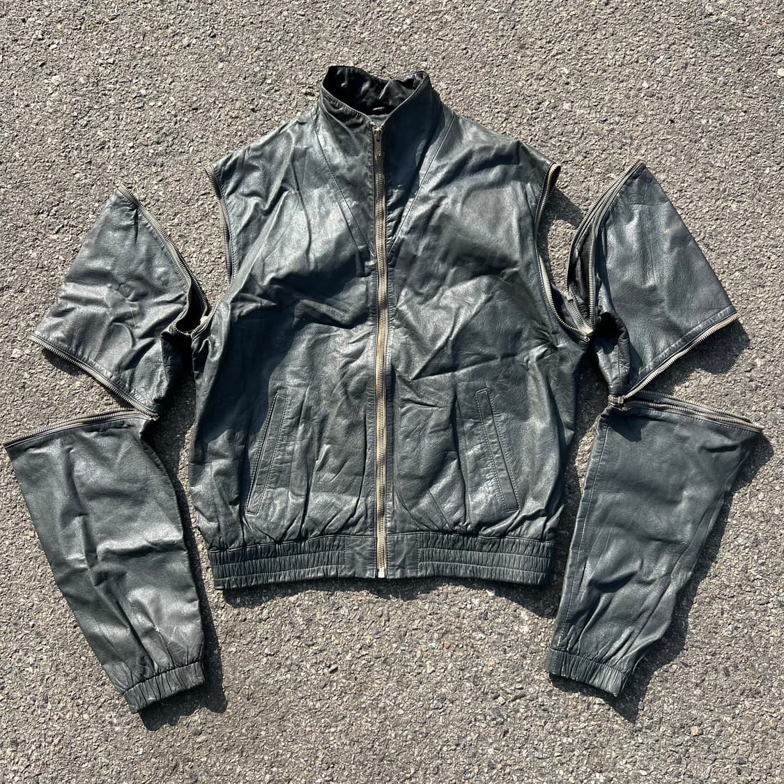 90’s 디테쳐블 카우 레더 자켓 상품이미지1