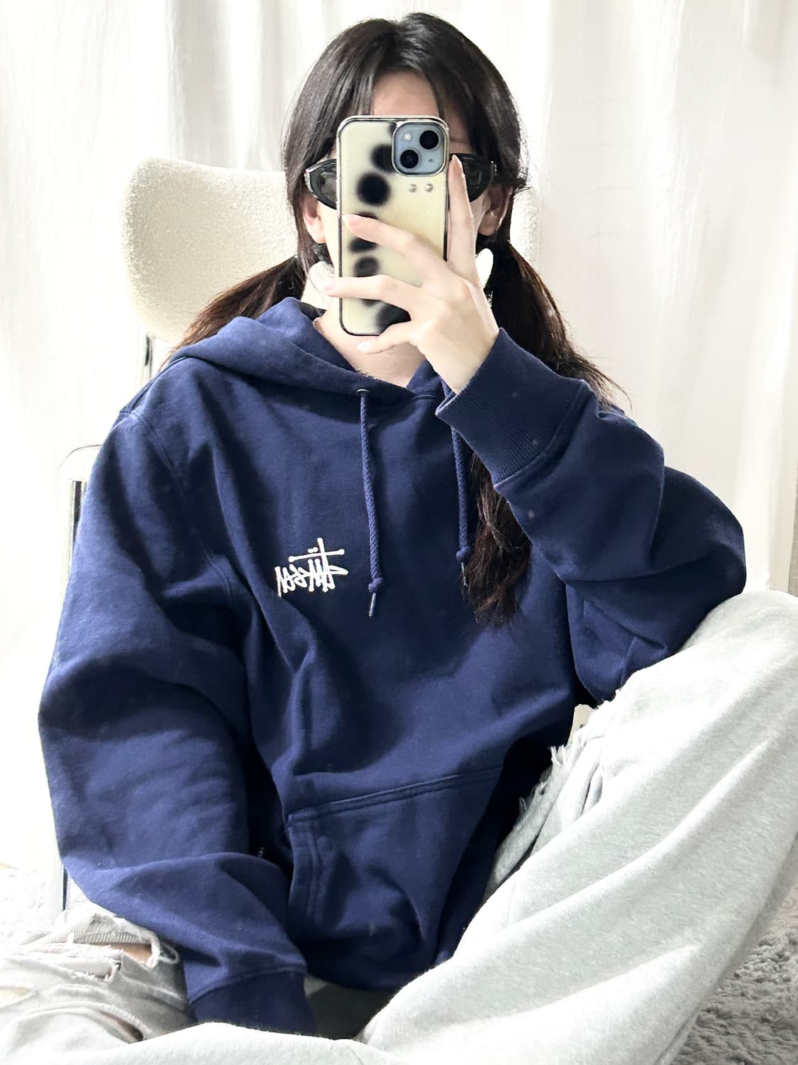 스투시 빅로고 다크네이비 후드 상품이미지3