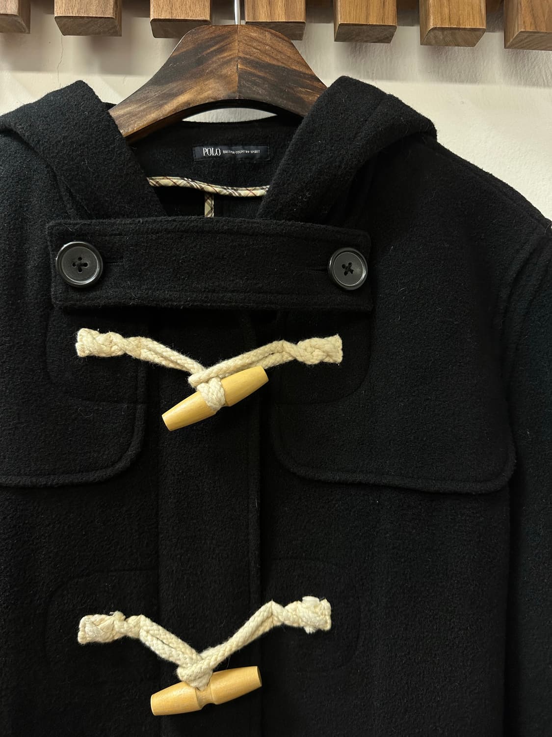 일본빈티지 양모울 혼방 블랙 떡볶이 더플 코트 상품이미지3