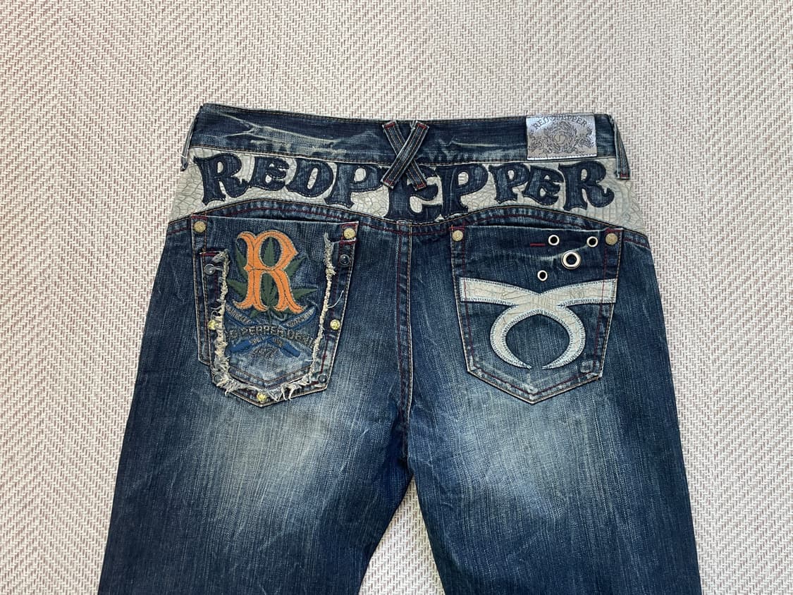 레드페퍼 빈티지 워싱 크로커다일 큐빅 데님팬츠 J04033 상품이미지8