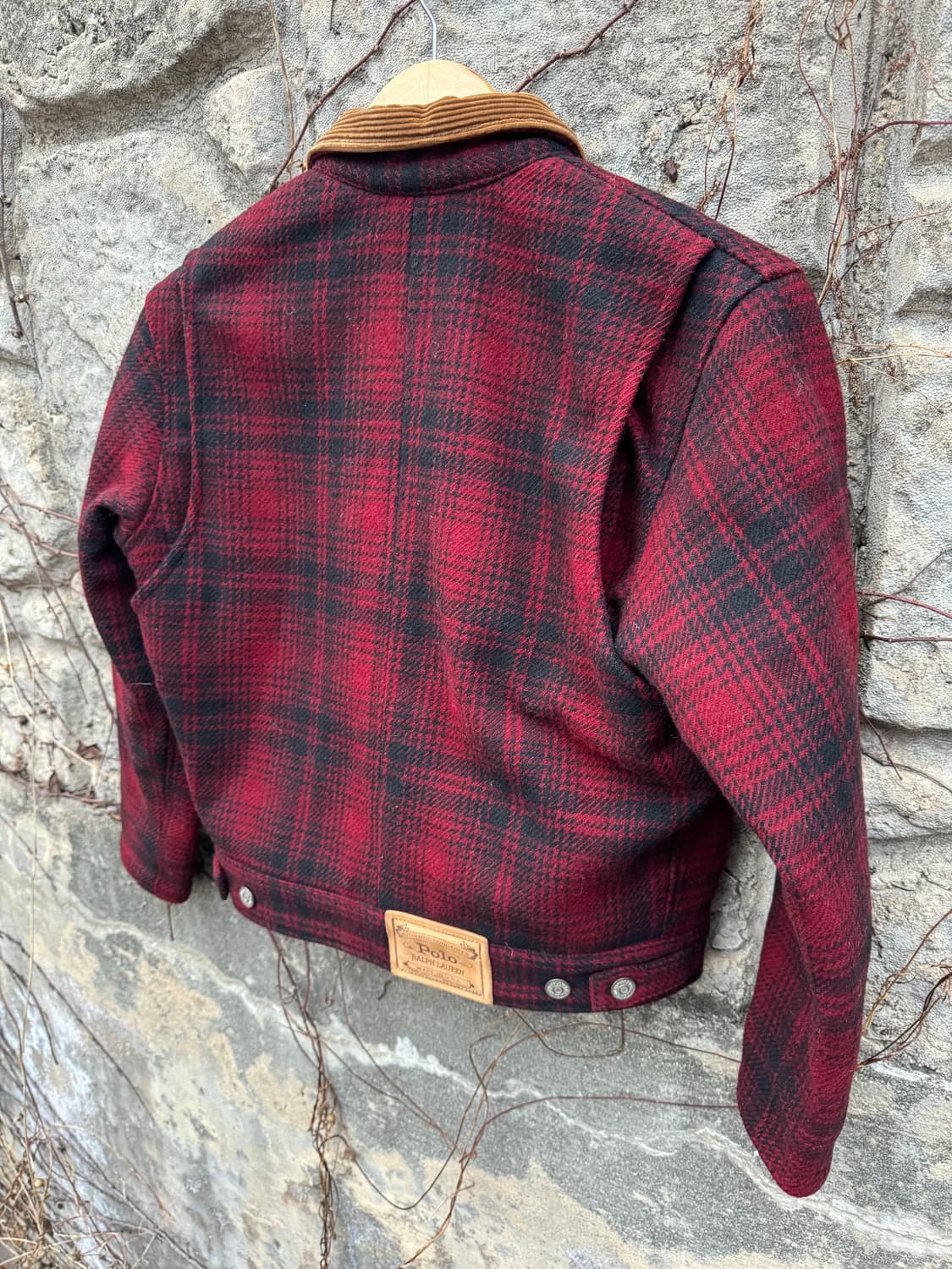 80s 폴로 랄프로렌 버팔로 체크 울 코듀로이 카라 덩가리 자켓 상품이미지4