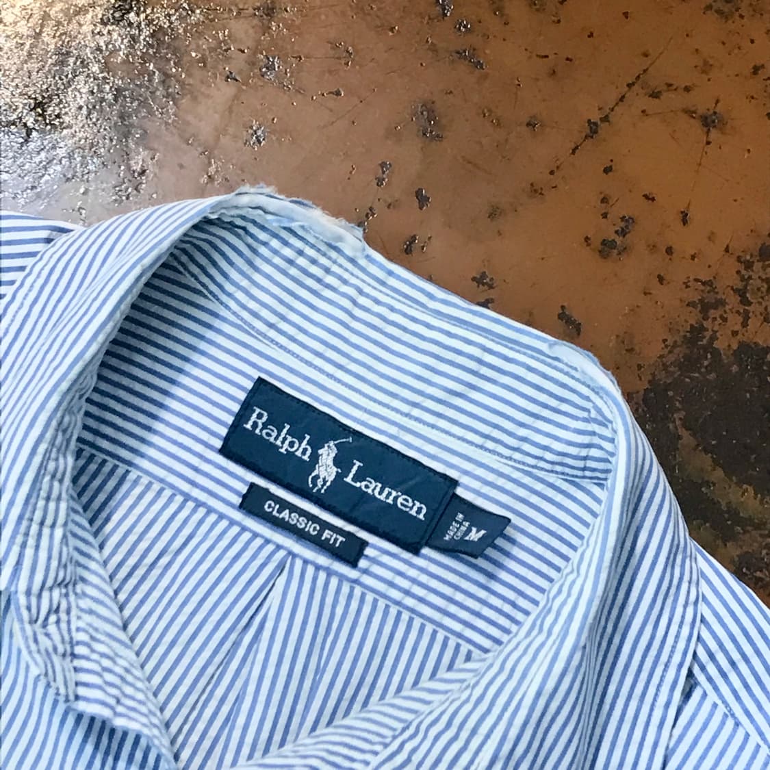 폴로랄프로렌 블루 스트라이프 반팔 시어서커 셔츠 남성 105 사이즈 상품이미지4