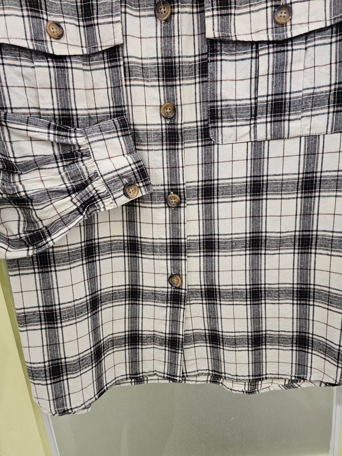 Wego 아이보리 블랙 체크 셔츠 상품이미지4