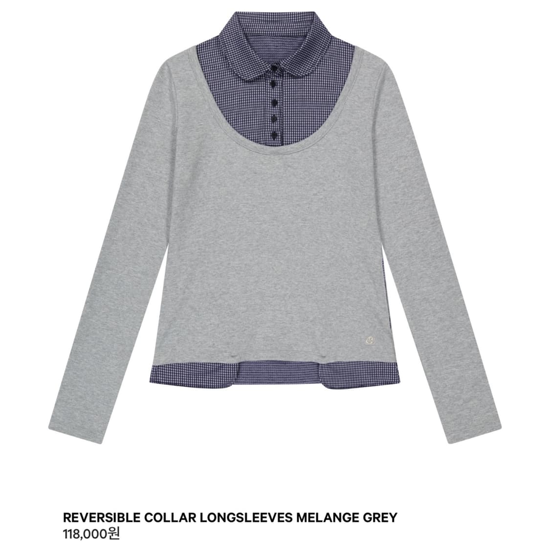 코이세이오 리버시블 카라 롱슬리브 멜란지 그레이 상품이미지1