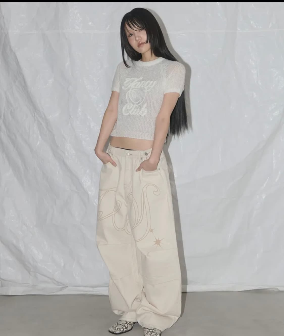 팬시클럽 엔젤 빈티지 워싱 핀턱팬츠 아이보리 상품이미지5