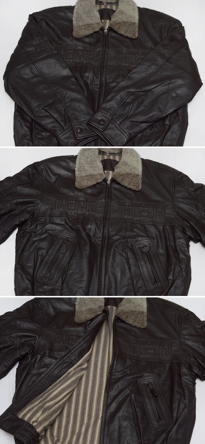 베네통 이태리 블루패밀리 레더 봄버 가죽 항공 자켓 (105+) 상품이미지6