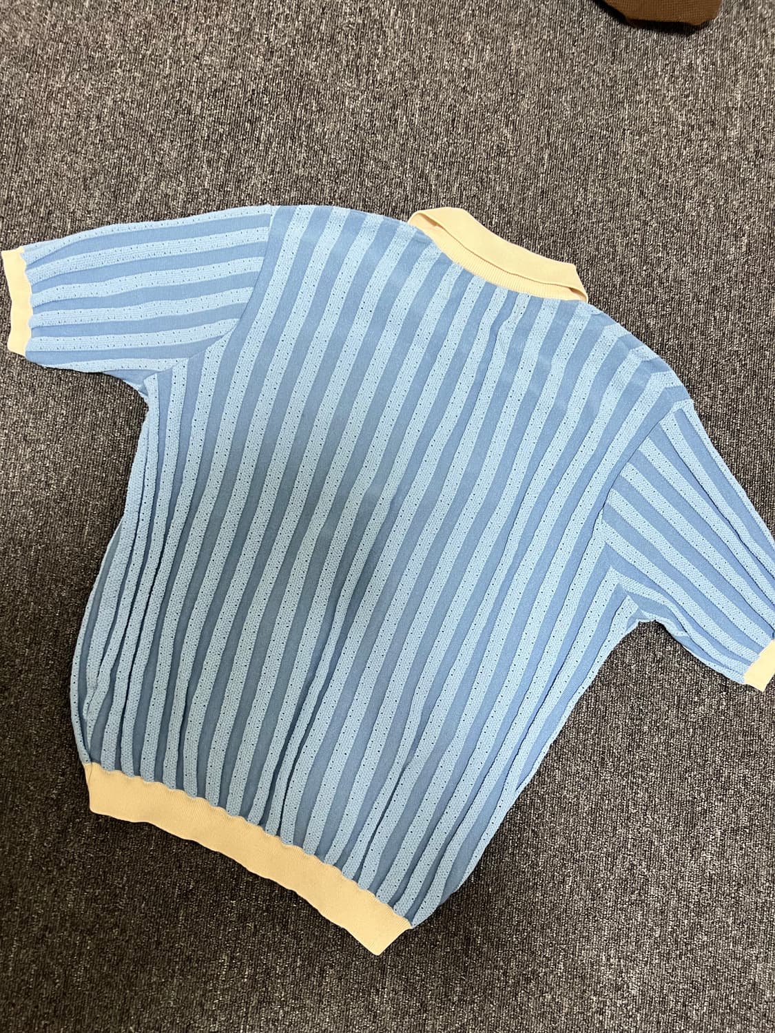 세터 시트론 베르 와펜 칼라 풋볼 하프 니트 리조트 블루 상품이미지5