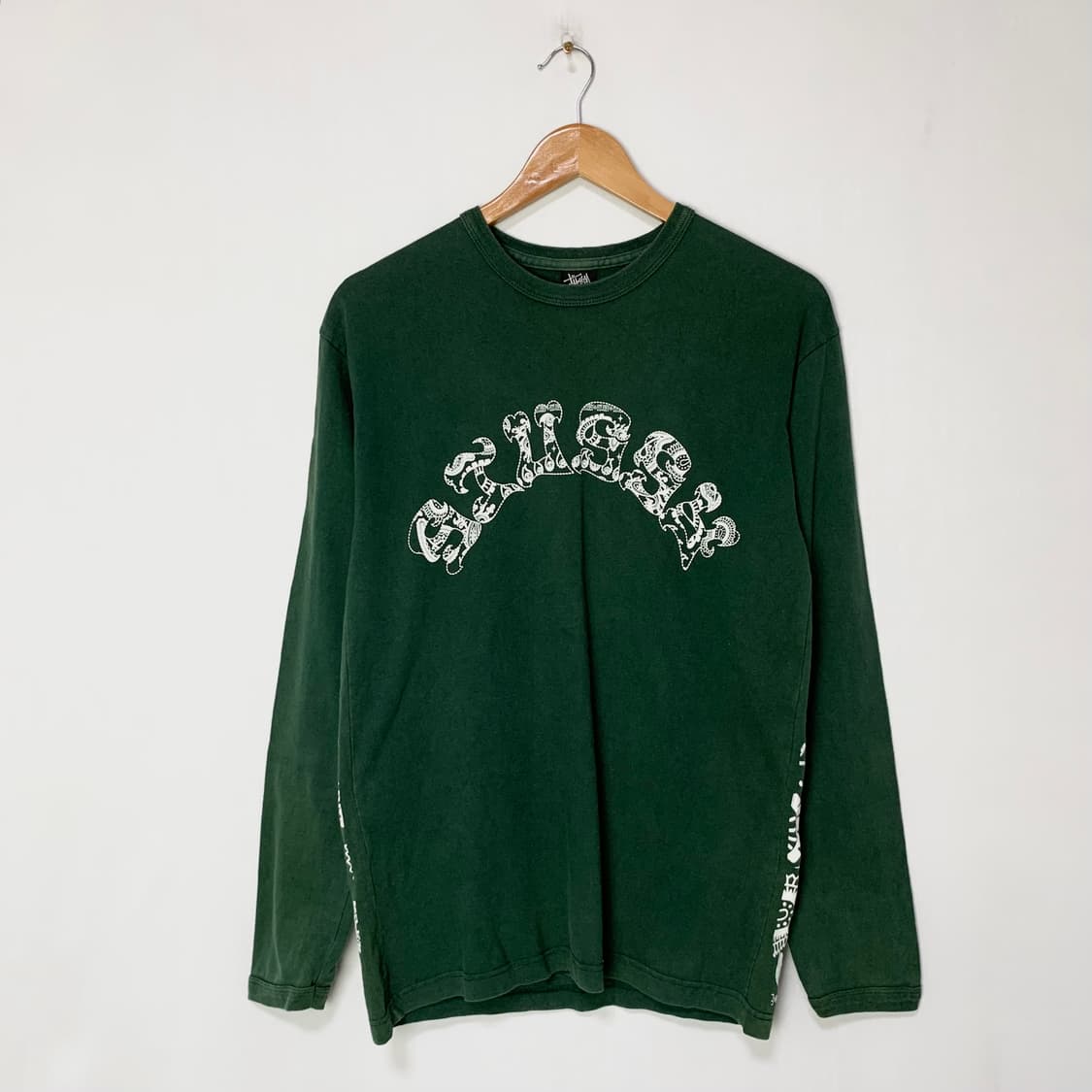 스투시 STUSSY 빈티지 패턴 긴팔 티셔츠 롱슬리브 그린 M 상품이미지1