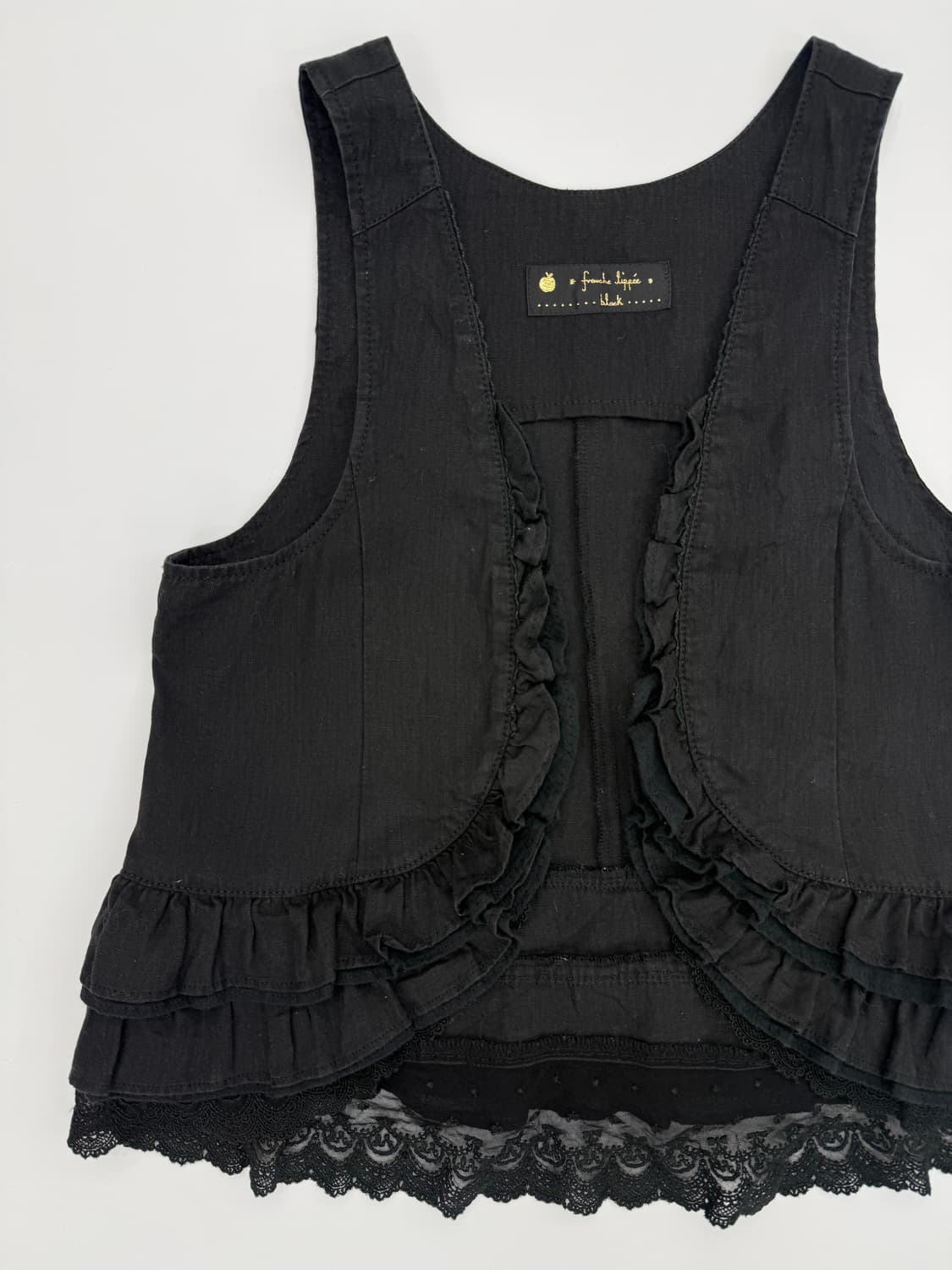 빈티지 franche lippee 블랙 레이스 프릴 슬리브리스 베스트 상품이미지2