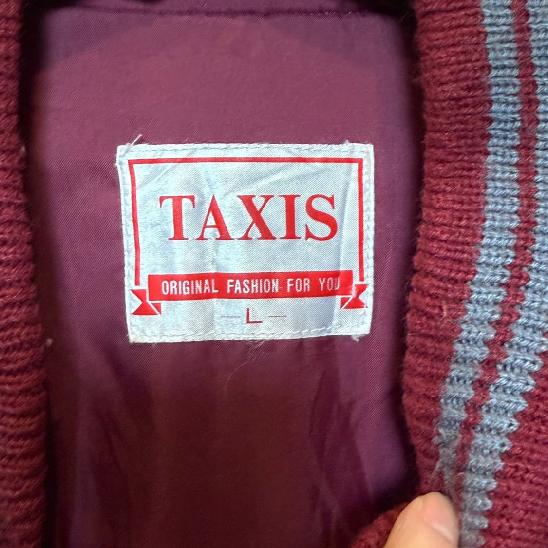 JPN VINTAGE 미니멀 울 바시티자켓 소매 배색 디테일 버건디 상품이미지5