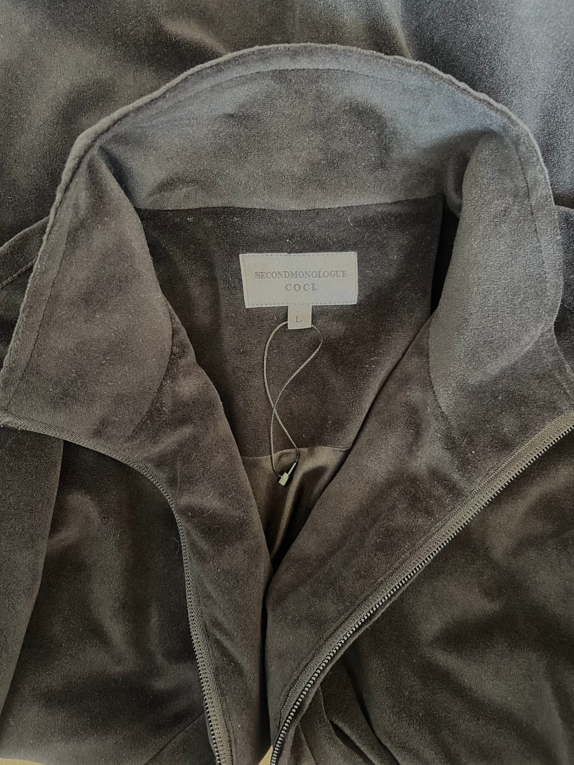 세컨모놀로그 남성 블랙 벨벳집업점퍼 트랙집업자켓 상품이미지5